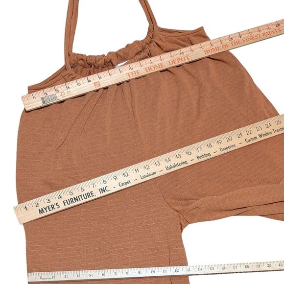 Bucketlist Wide Leg Solid Textured Suspender Pants size Medium R5104A bohemian - Picture 3 of 10